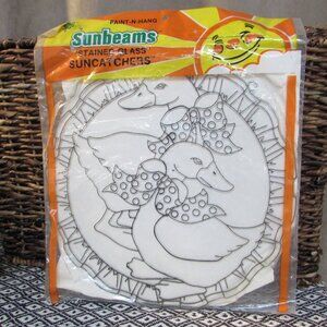Vintage 1984 Sunbeams Country Geese Large Stained Glass Suncatcher Kit